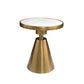 Marble Top Glossy End Table,21.6" Tall Round Pedestal End Table Gold White Clearhalo 'Coffee & Accent Tables' 'End & Side Tables' 'end_side_table' 'end_side_tables' 'furn' 'furn_end_side_tables' 'Furniture' 'furniture_end_side_table' 'Living Room Furniture' 5012678