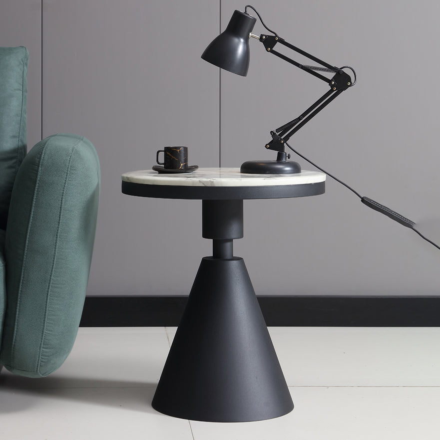 Marble Top Glossy End Table,21.6" Tall Round Pedestal End Table Clearhalo 'Coffee & Accent Tables' 'End & Side Tables' 'end_side_table' 'end_side_tables' 'furn' 'furn_end_side_tables' 'Furniture' 'furniture_end_side_table' 'Living Room Furniture' 5012683