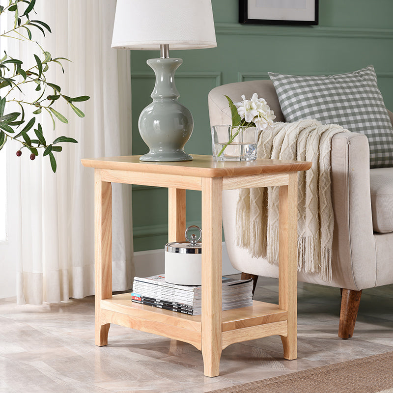 Country Wooden Table Top End Table One Shelf Side Table With Four Legs Natural Clearhalo 'Coffee & Accent Tables' 'End & Side Tables' 'end_side_table' 'end_side_tables' 'furn' 'furn_end_side_tables' 'Furniture' 'furniture_end_side_table' 'Living Room Furniture' 5012721