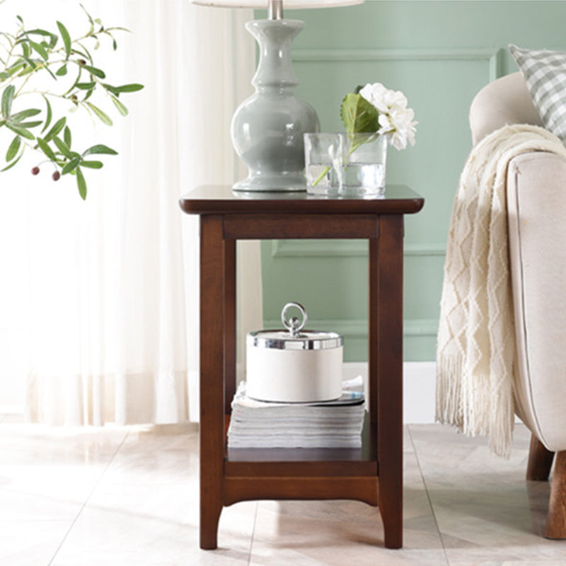 Country Wooden Table Top End Table One Shelf Side Table With Four Legs Clearhalo 'Coffee & Accent Tables' 'End & Side Tables' 'end_side_table' 'end_side_tables' 'furn' 'furn_end_side_tables' 'Furniture' 'furniture_end_side_table' 'Living Room Furniture' 5012727