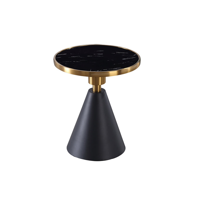 23" Tall Glam Round Marble Single Side End Table With Single Base Black Black Clearhalo 'Coffee & Accent Tables' 'End & Side Tables' 'end_side_table' 'end_side_tables' 'furn' 'furn_end_side_tables' 'Furniture' 'furniture_end_side_table' 'Living Room Furniture' 5012749