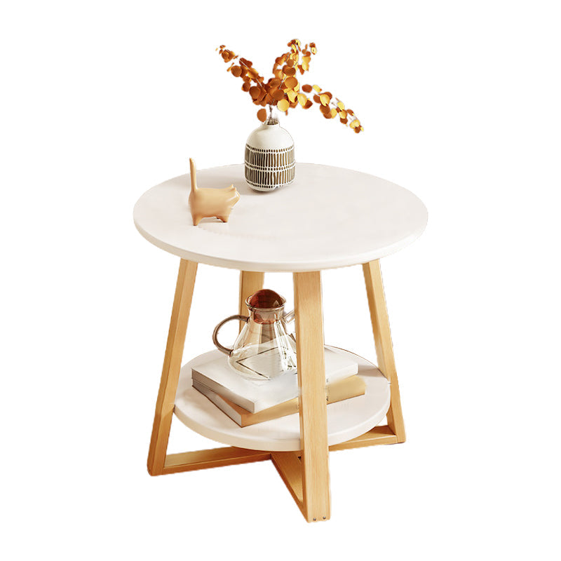 21.7" Wood Accent Accent Side Table, Solid Wood in Natural Finish 16"L x 16"W x 20"H White Shelves Included Clearhalo 'Coffee & Accent Tables' 'End & Side Tables' 'end_side_table' 'end_side_tables' 'furn' 'furn_end_side_tables' 'Furniture' 'furniture_end_side_table' 'Living Room Furniture' 5012777