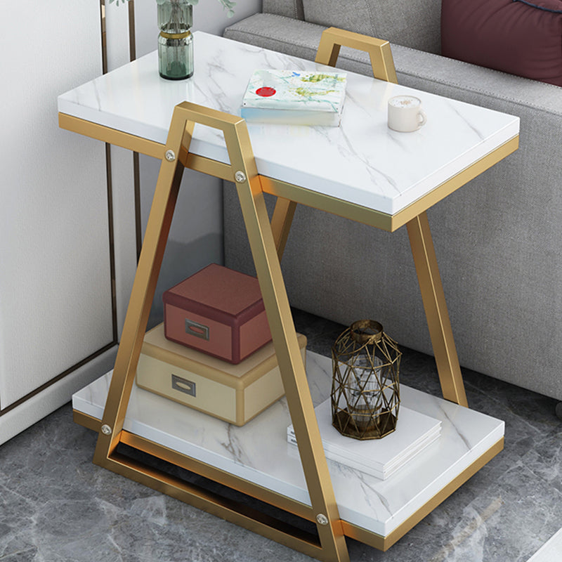 Modern Wood End Table with Storage and no drawer for Living Room 19"L x 10"W x 22"H White Clearhalo 'Coffee & Accent Tables' 'End & Side Tables' 'end_side_table' 'end_side_tables' 'furn' 'furn_end_side_tables' 'Furniture' 'furniture_end_side_table' 'Living Room Furniture' 5012802
