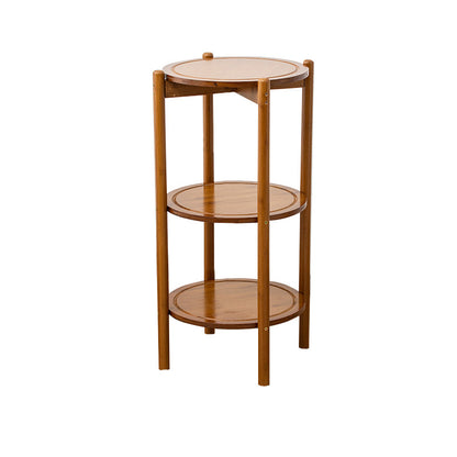 Modern Round Wood Side Table with 4 Legs and Storage for Living Room 15.7"L x 15.7"W x 29.5"H Casters Not Included 3