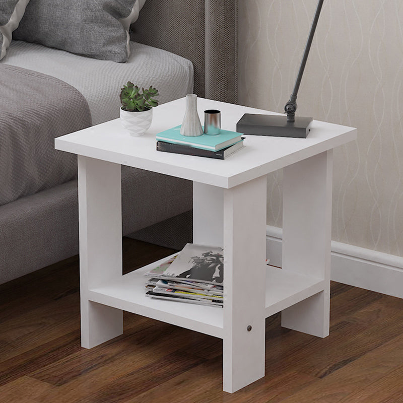 Contemporary Wooden Side Table One Shelf End Table With Four Legs White Square Clearhalo 'Coffee & Accent Tables' 'End & Side Tables' 'end_side_table' 'end_side_tables' 'furn' 'furn_end_side_tables' 'Furniture' 'furniture_end_side_table' 'Living Room Furniture' 5012864