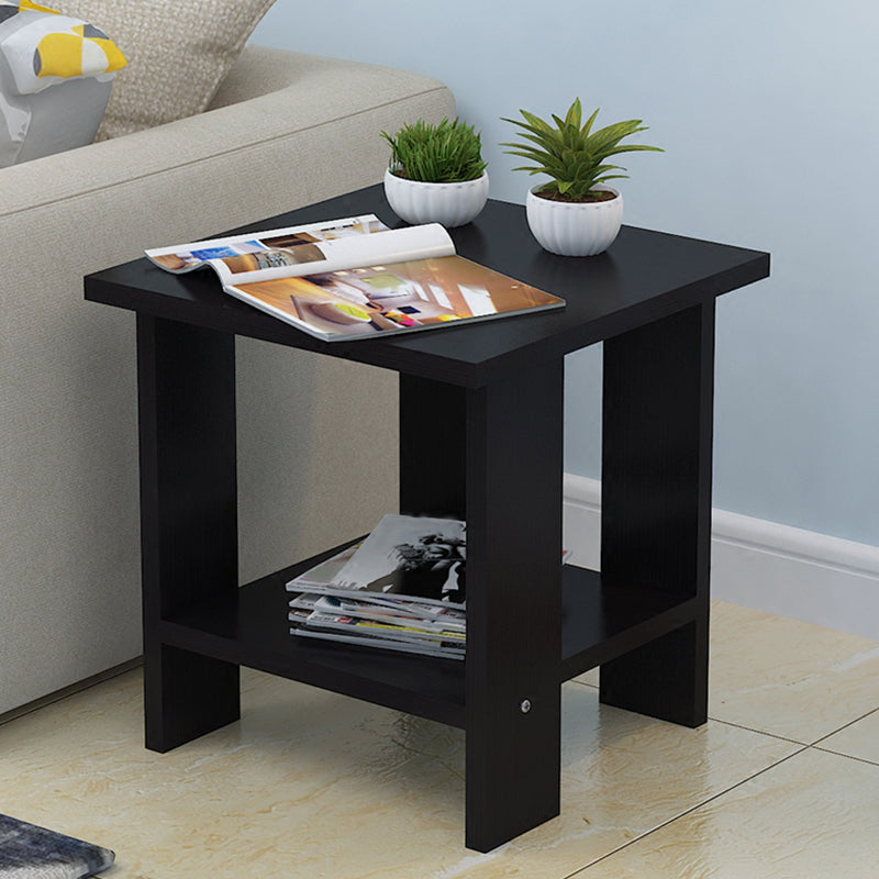 Contemporary Wooden Side Table One Shelf End Table With Four Legs Black Square Clearhalo 'Coffee & Accent Tables' 'End & Side Tables' 'end_side_table' 'end_side_tables' 'furn' 'furn_end_side_tables' 'Furniture' 'furniture_end_side_table' 'Living Room Furniture' 5012865