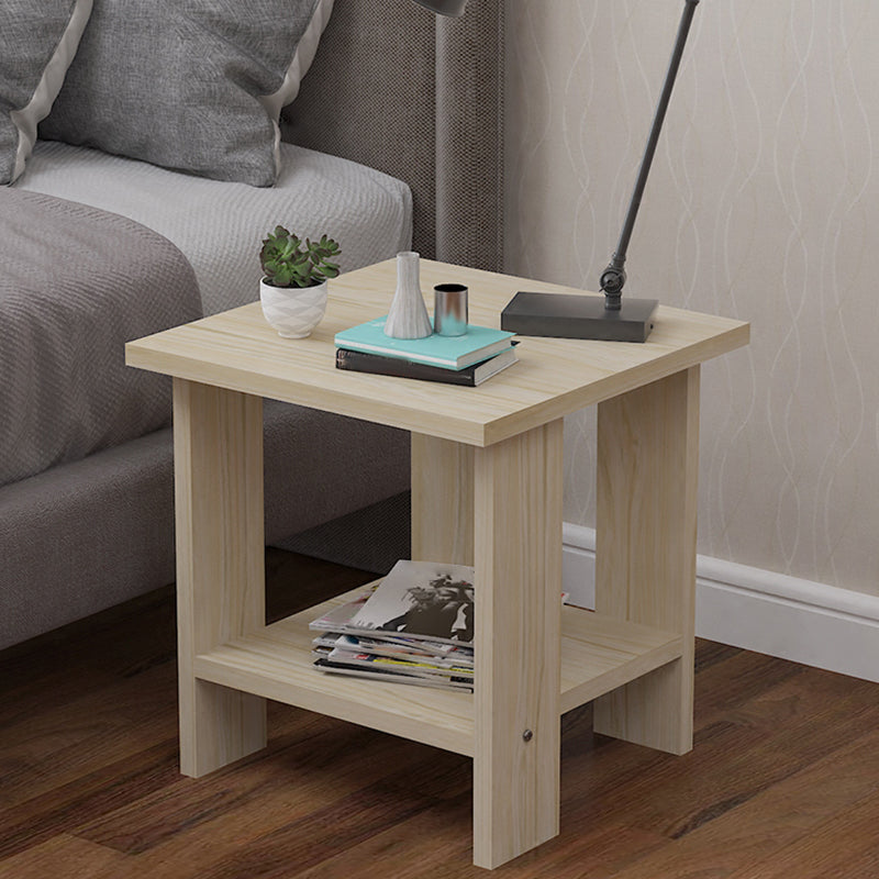 Contemporary Wooden Side Table One Shelf End Table With Four Legs Off-White Square Clearhalo 'Coffee & Accent Tables' 'End & Side Tables' 'end_side_table' 'end_side_tables' 'furn' 'furn_end_side_tables' 'Furniture' 'furniture_end_side_table' 'Living Room Furniture' 5012867