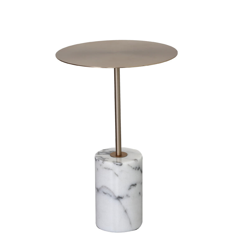 Iron and Marble End Table 11.8" Tall Mid-Century Round Drum Side Table Clearhalo 'Coffee & Accent Tables' 'End & Side Tables' 'end_side_table' 'end_side_tables' 'furn' 'furn_end_side_tables' 'Furniture' 'furniture_end_side_table' 'Living Room Furniture' 5012895
