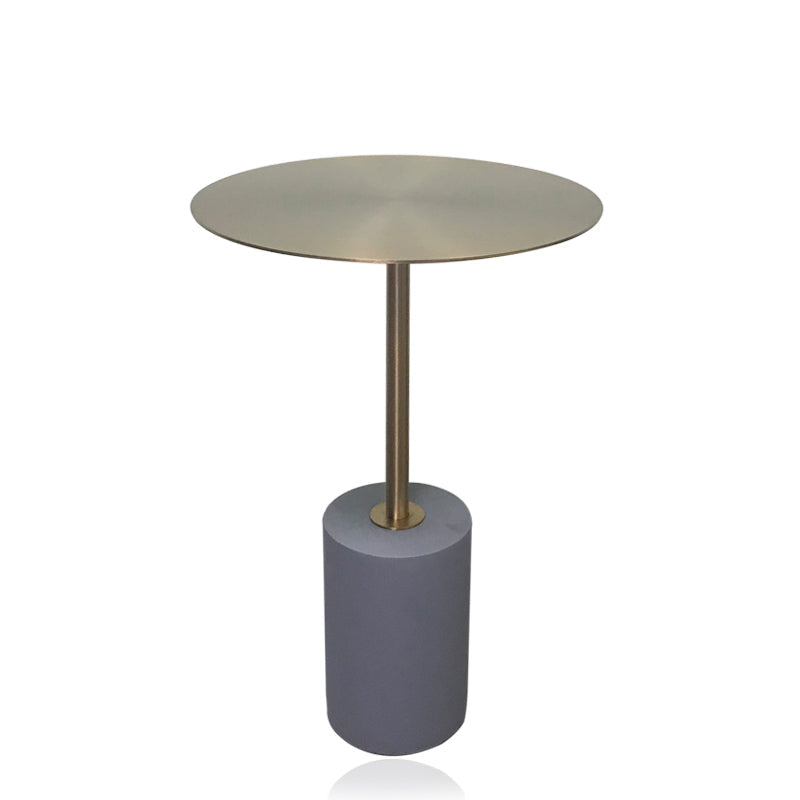 Iron and Marble End Table 11.8" Tall Mid-Century Round Drum Side Table Stone Light Grey Gold Clearhalo 'Coffee & Accent Tables' 'End & Side Tables' 'end_side_table' 'end_side_tables' 'furn' 'furn_end_side_tables' 'Furniture' 'furniture_end_side_table' 'Living Room Furniture' 5012896