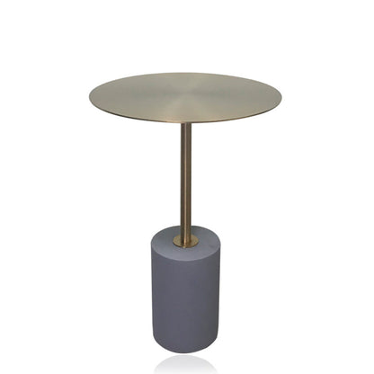 Iron and Marble End Table 11.8" Tall Mid-Century Round Drum Side Table Stone Light Grey Gold Clearhalo 'Coffee & Accent Tables' 'End & Side Tables' 'end_side_table' 'end_side_tables' 'furn' 'furn_end_side_tables' 'Furniture' 'furniture_end_side_table' 'Living Room Furniture' 5012896