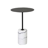 Iron and Marble End Table 11.8" Tall Mid-Century Round Drum Side Table Clearhalo 'Coffee & Accent Tables' 'End & Side Tables' 'end_side_table' 'end_side_tables' 'furn' 'furn_end_side_tables' 'Furniture' 'furniture_end_side_table' 'Living Room Furniture' 5012897