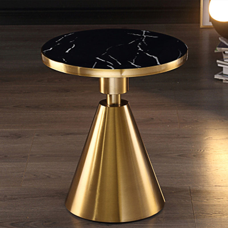 22" Tall Glam Round Marble Single Side End Table With Single Base Black Gold Clearhalo 'Coffee & Accent Tables' 'End & Side Tables' 'end_side_table' 'end_side_tables' 'furn' 'furn_end_side_tables' 'Furniture' 'furniture_end_side_table' 'Living Room Furniture' 5012910