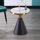22" Tall Glam Round Marble Single Side End Table With Single Base 23.6"L x 23.6"W x 21.7"H White Black Clearhalo 'Coffee & Accent Tables' 'End & Side Tables' 'end_side_table' 'end_side_tables' 'furn' 'furn_end_side_tables' 'Furniture' 'furniture_end_side_table' 'Living Room Furniture' 5012911