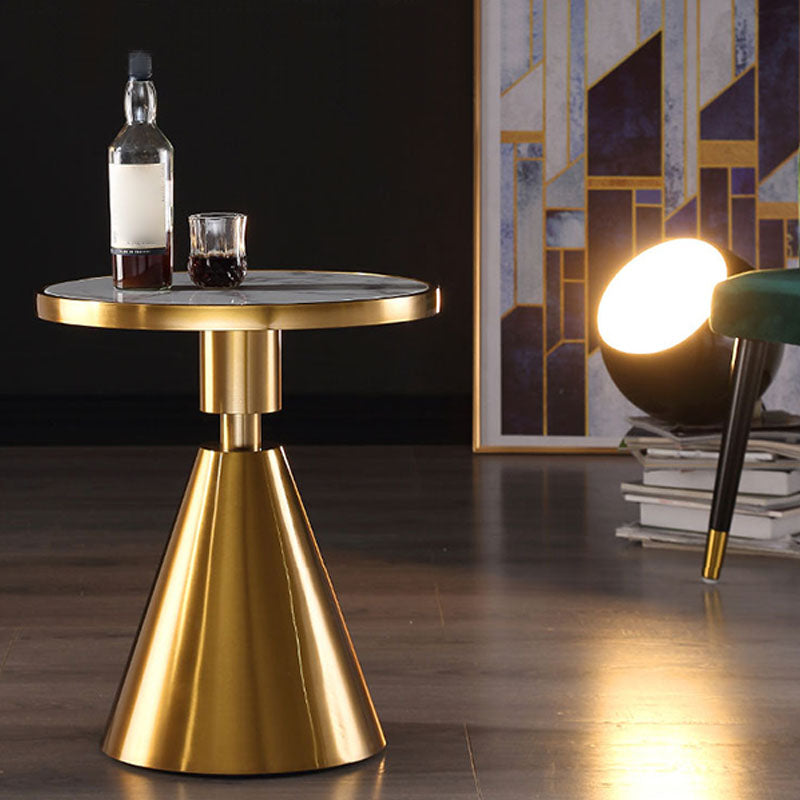 22" Tall Glam Round Marble Single Side End Table With Single Base Clearhalo 'Coffee & Accent Tables' 'End & Side Tables' 'end_side_table' 'end_side_tables' 'furn' 'furn_end_side_tables' 'Furniture' 'furniture_end_side_table' 'Living Room Furniture' 5012912