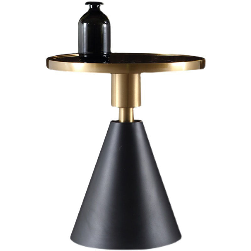 22" Tall Glam Round Marble Single Side End Table With Single Base Clearhalo 'Coffee & Accent Tables' 'End & Side Tables' 'end_side_table' 'end_side_tables' 'furn' 'furn_end_side_tables' 'Furniture' 'furniture_end_side_table' 'Living Room Furniture' 5012915