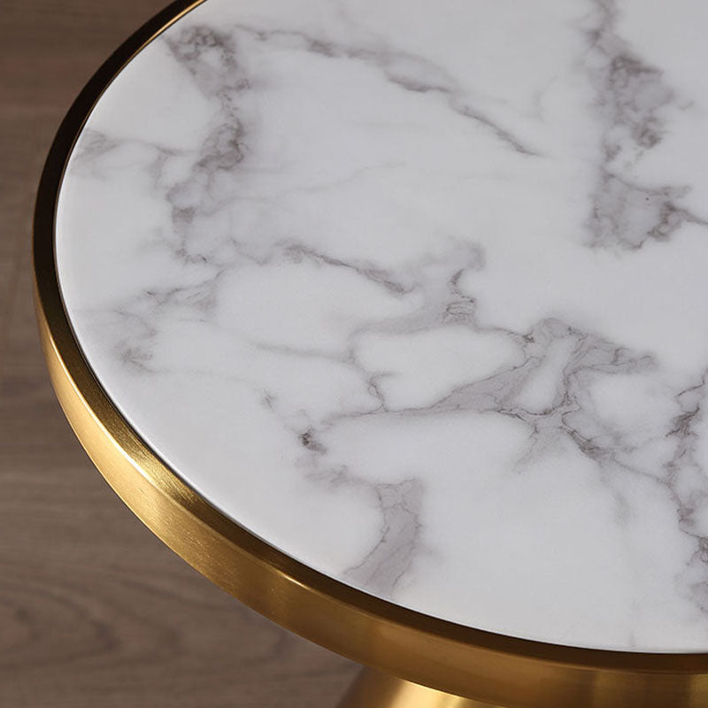 22" Tall Glam Round Marble Single Side End Table With Single Base Clearhalo 'Coffee & Accent Tables' 'End & Side Tables' 'end_side_table' 'end_side_tables' 'furn' 'furn_end_side_tables' 'Furniture' 'furniture_end_side_table' 'Living Room Furniture' 5012916