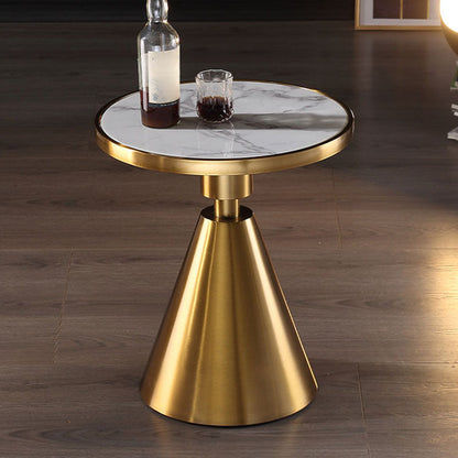 22" Tall Glam Round Marble Single Side End Table With Single Base 20"L x 20"W x 22"H White Gold Clearhalo 'Coffee & Accent Tables' 'End & Side Tables' 'end_side_table' 'end_side_tables' 'furn' 'furn_end_side_tables' 'Furniture' 'furniture_end_side_table' 'Living Room Furniture' 5012920
