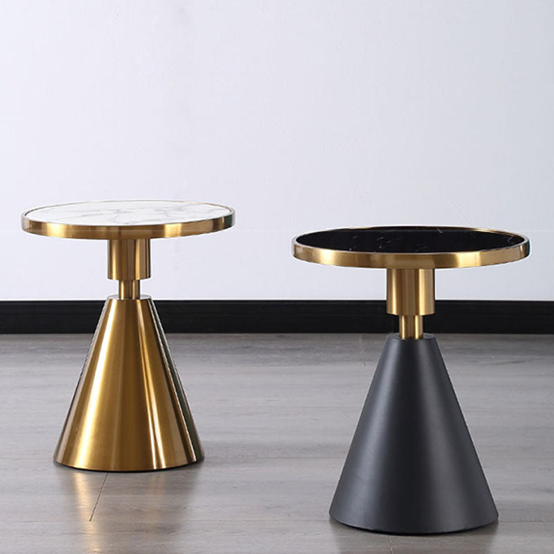 22" Tall Glam Round Marble Single Side End Table With Single Base Clearhalo 'Coffee & Accent Tables' 'End & Side Tables' 'end_side_table' 'end_side_tables' 'furn' 'furn_end_side_tables' 'Furniture' 'furniture_end_side_table' 'Living Room Furniture' 5012921