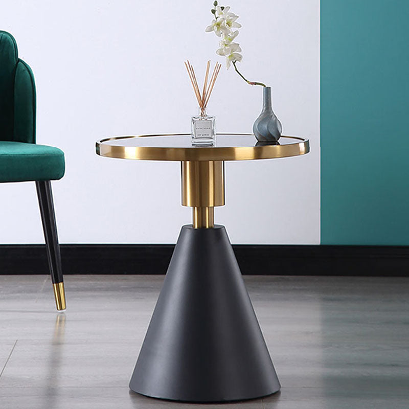 22" Tall Glam Round Marble Single Side End Table With Single Base 20"L x 20"W x 22"H White Black Clearhalo 'Coffee & Accent Tables' 'End & Side Tables' 'end_side_table' 'end_side_tables' 'furn' 'furn_end_side_tables' 'Furniture' 'furniture_end_side_table' 'Living Room Furniture' 5012922