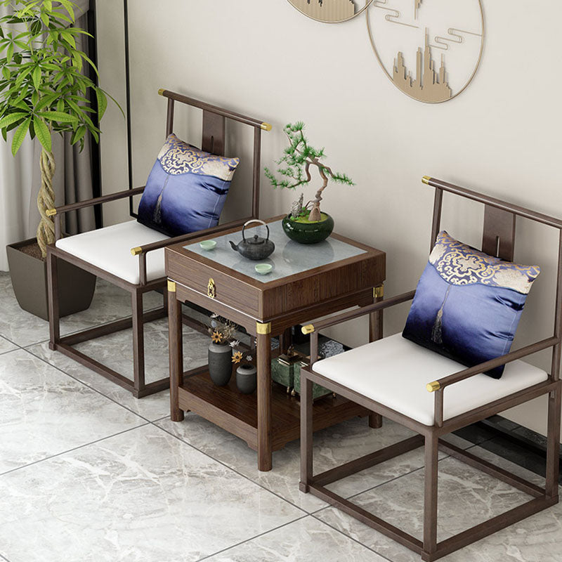 Traditional Square Wooden Sofa Side Accent Table with Storage and Shelf 16"L x 16"W x 22.5"H Drawers Included Clearhalo 'Coffee & Accent Tables' 'End & Side Tables' 'end_side_table' 'end_side_tables' 'furn' 'furn_end_side_tables' 'Furniture' 'furniture_end_side_table' 'Living Room Furniture' 5012926