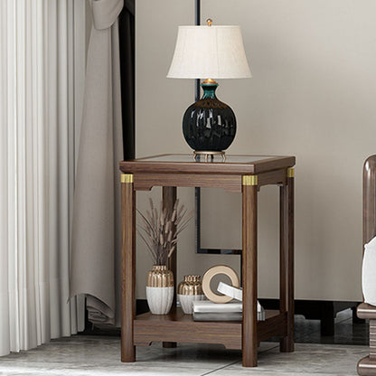 Traditional Square Wooden Sofa Side Accent Table with Storage and Shelf 15.7"L x 15.7"W x 23.6"H Drawers Not Included