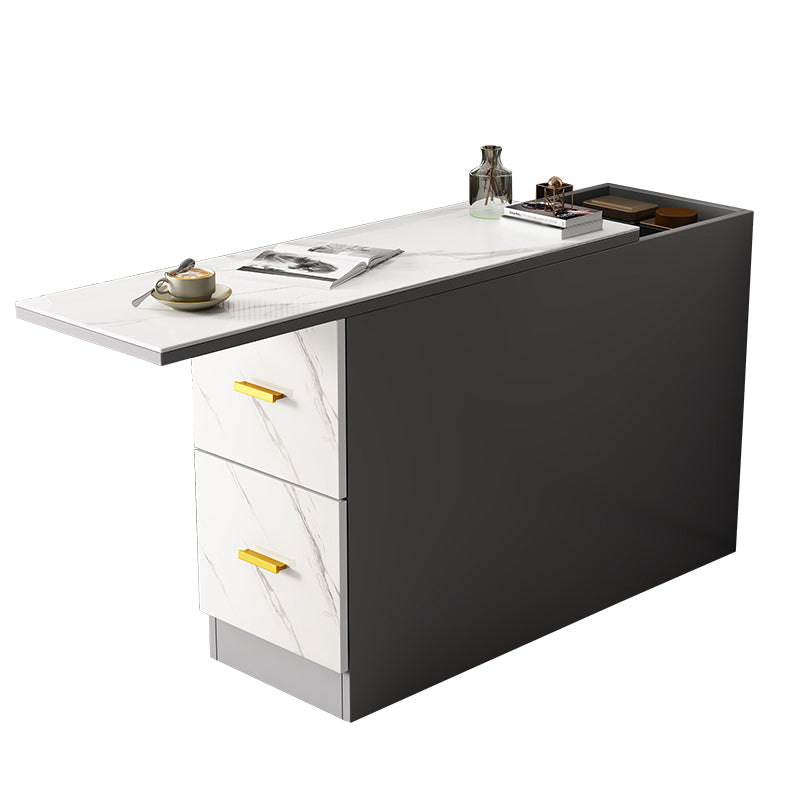 Solid Wood End Table 23.6" Tall 2-Drawer Side Table in Grey 31"L x 16"W x 24"H Clearhalo 'Coffee & Accent Tables' 'End & Side Tables' 'end_side_table' 'end_side_tables' 'furn' 'furn_end_side_tables' 'Furniture' 'furniture_end_side_table' 'Living Room Furniture' 5012949