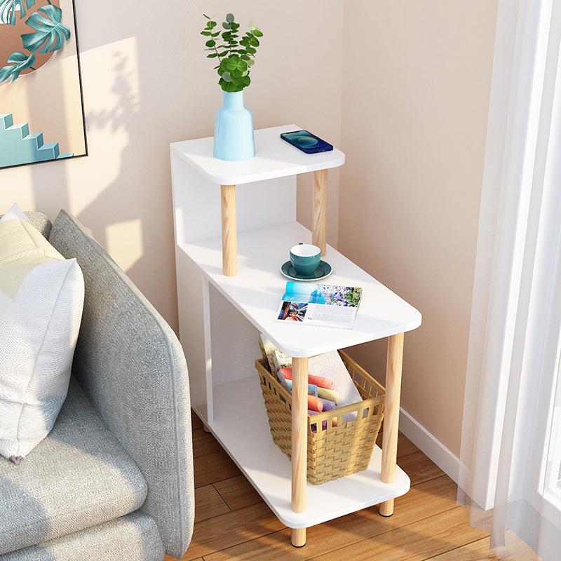 Modern Square 29.53" Tall Wood 4 Legs Side Table with Shelves White Clearhalo 'Coffee & Accent Tables' 'End & Side Tables' 'end_side_table' 'end_side_tables' 'furn' 'furn_end_side_tables' 'Furniture' 'furniture_end_side_table' 'Living Room Furniture' 5012969