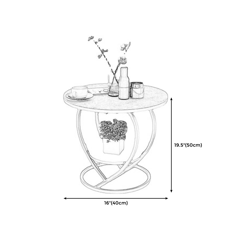 Luxury Marble Round Accent Side Table Abstract Metal Frame End Table with Shelf Clearhalo 'Coffee & Accent Tables' 'End & Side Tables' 'end_side_table' 'end_side_tables' 'furn' 'furn_end_side_tables' 'Furniture' 'furniture_end_side_table' 'Living Room Furniture' 5013016