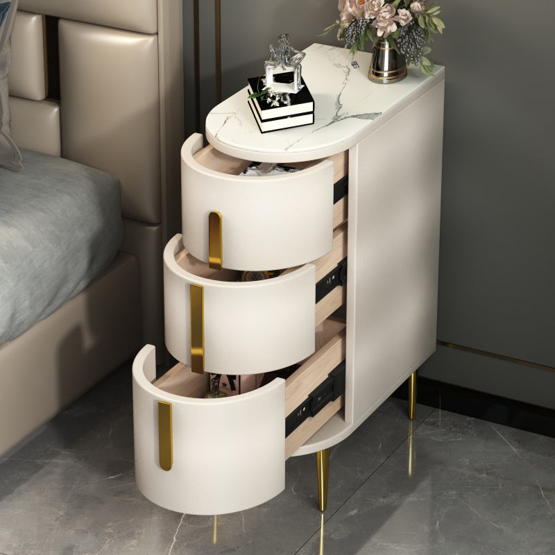 Faux Marble Top End Table,23.6"Tall End Table with 3 drawers 19.5"L x 10"W x 24"H White White Clearhalo 'Coffee & Accent Tables' 'End & Side Tables' 'end_side_table' 'end_side_tables' 'furn' 'furn_end_side_tables' 'Furniture' 'furniture_end_side_table' 'Living Room Furniture' 5013027