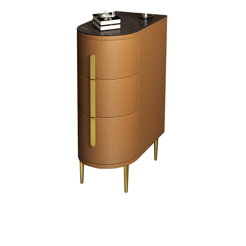 Faux Marble Top End Table,23.6"Tall End Table with 3 drawers Orange Black Clearhalo 'Coffee & Accent Tables' 'End & Side Tables' 'end_side_table' 'end_side_tables' 'furn' 'furn_end_side_tables' 'Furniture' 'furniture_end_side_table' 'Living Room Furniture' 5013032