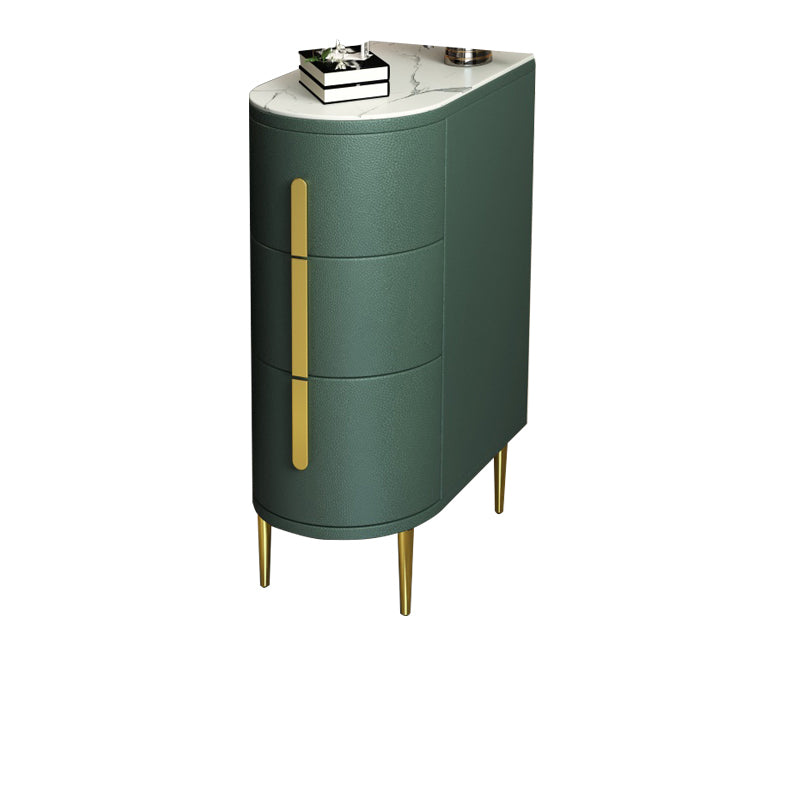 Faux Marble Top End Table,23.6"Tall End Table with 3 drawers Green White Clearhalo 'Coffee & Accent Tables' 'End & Side Tables' 'end_side_table' 'end_side_tables' 'furn' 'furn_end_side_tables' 'Furniture' 'furniture_end_side_table' 'Living Room Furniture' 5013035