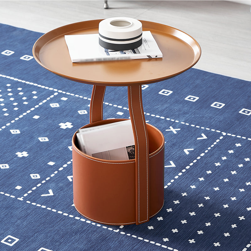 19.69"L x 19.69"W x 20.87"H Round Frame End Table with Storage and Shelf Orange Clearhalo 'Coffee & Accent Tables' 'End & Side Tables' 'end_side_table' 'end_side_tables' 'furn' 'furn_end_side_tables' 'Furniture' 'furniture_end_side_table' 'Living Room Furniture' 5013131