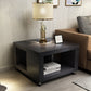 Modern Square 17.72" Tall Wood Side Table with 4 Legs and Double Tier 31.5"L x 31.5"W x 17.7"H Black Clearhalo 'Coffee & Accent Tables' 'End & Side Tables' 'end_side_table' 'end_side_tables' 'furn' 'furn_end_side_tables' 'Furniture' 'furniture_end_side_table' 'Living Room Furniture' 5013146