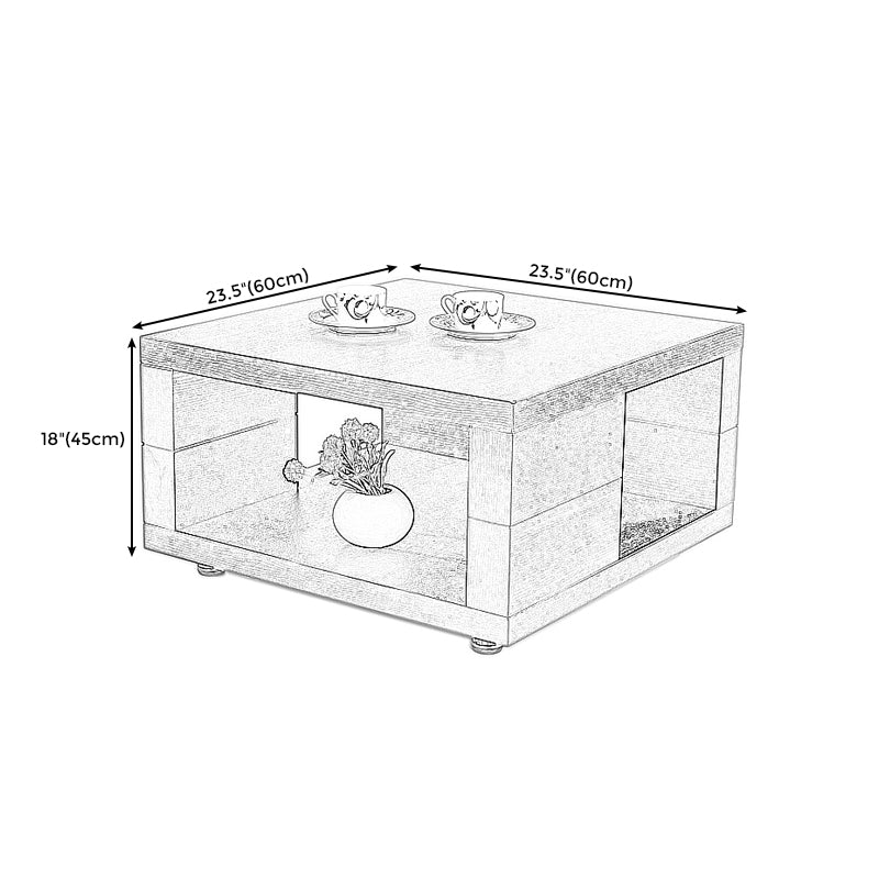 Modern Square 17.72" Tall Wood Side Table with 4 Legs and Double Tier Clearhalo 'Coffee & Accent Tables' 'End & Side Tables' 'end_side_table' 'end_side_tables' 'furn' 'furn_end_side_tables' 'Furniture' 'furniture_end_side_table' 'Living Room Furniture' 5013148