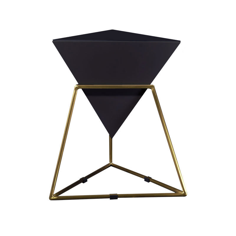 Metal Frame Triangle End Table,21.6"H Gloss Modern Side Table Gold Black Clearhalo 'Coffee & Accent Tables' 'End & Side Tables' 'end_side_table' 'end_side_tables' 'furn' 'furn_end_side_tables' 'Furniture' 'furniture_end_side_table' 'Living Room Furniture' 5013158