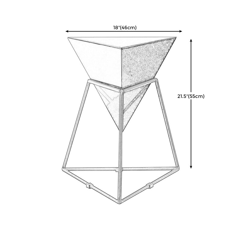 Metal Frame Triangle End Table,21.6"H Gloss Modern Side Table Clearhalo 'Coffee & Accent Tables' 'End & Side Tables' 'end_side_table' 'end_side_tables' 'furn' 'furn_end_side_tables' 'Furniture' 'furniture_end_side_table' 'Living Room Furniture' 5013159