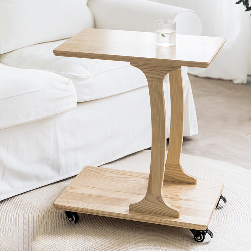 Industrial Brown 23.6" H x 15.7" W x 23.6" D Sofa Side Accent Table 18"L x 14"W x 24"H Natural Casters Included Clearhalo 'Coffee & Accent Tables' 'End & Side Tables' 'end_side_table' 'end_side_tables' 'furn' 'furn_end_side_tables' 'Furniture' 'furniture_end_side_table' 'Living Room Furniture' 5013160