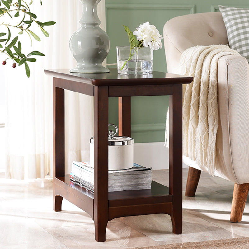 Farmhouse Solid Wood End Table Rectangular Side Table with Shelf Dark Brown Clearhalo 'Coffee & Accent Tables' 'End & Side Tables' 'end_side_table' 'end_side_tables' 'furn' 'furn_end_side_tables' 'Furniture' 'furniture_end_side_table' 'Living Room Furniture' 5013181
