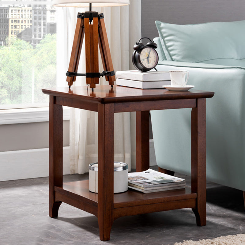 Farmhouse Solid Wood End Table Rectangular Side Table with Shelf Dark Brown Clearhalo 'Coffee & Accent Tables' 'End & Side Tables' 'end_side_table' 'end_side_tables' 'furn' 'furn_end_side_tables' 'Furniture' 'furniture_end_side_table' 'Living Room Furniture' 5013192