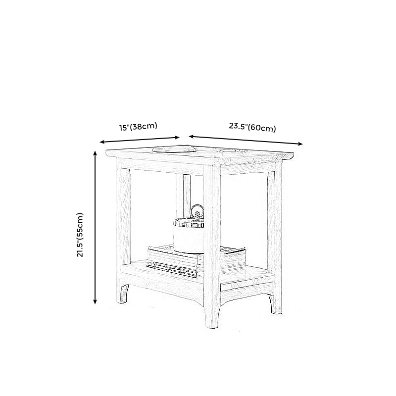 Farmhouse Solid Wood End Table Rectangular Side Table with Shelf Clearhalo 'Coffee & Accent Tables' 'End & Side Tables' 'end_side_table' 'end_side_tables' 'furn' 'furn_end_side_tables' 'Furniture' 'furniture_end_side_table' 'Living Room Furniture' 5013199