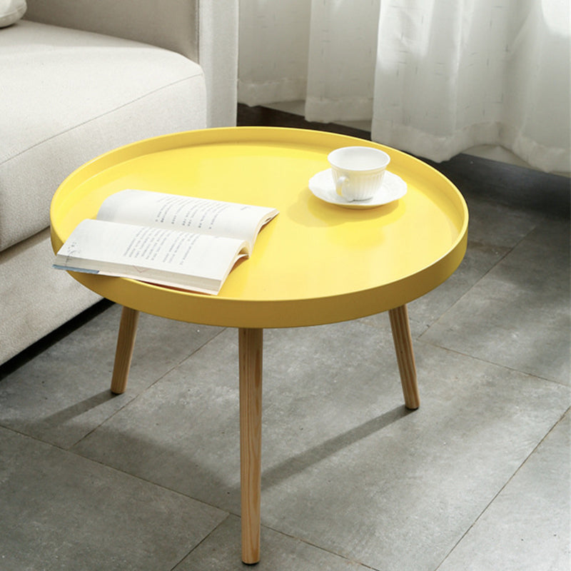White Round Accent Side Table Solid Wood Abstract Side End Table 24"L x 24"W x 16.5"H Yellow Clearhalo 'Coffee & Accent Tables' 'End & Side Tables' 'end_side_table' 'end_side_tables' 'furn' 'furn_end_side_tables' 'Furniture' 'furniture_end_side_table' 'Living Room Furniture' 5013203