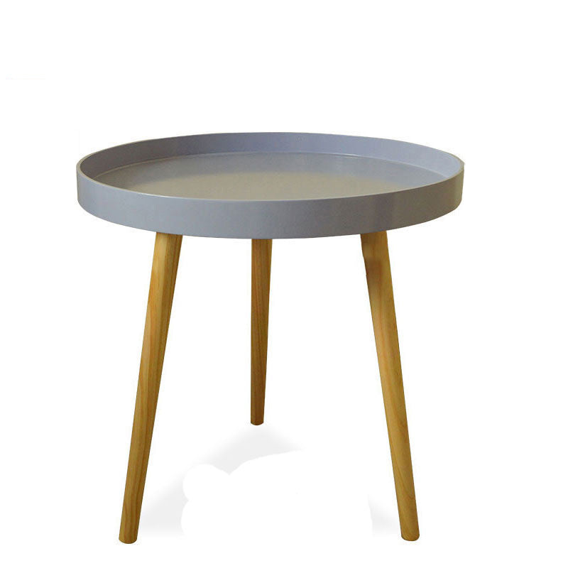White Round Accent Side Table Solid Wood Abstract Side End Table Gray Clearhalo 'Coffee & Accent Tables' 'End & Side Tables' 'end_side_table' 'end_side_tables' 'furn' 'furn_end_side_tables' 'Furniture' 'furniture_end_side_table' 'Living Room Furniture' 5013207