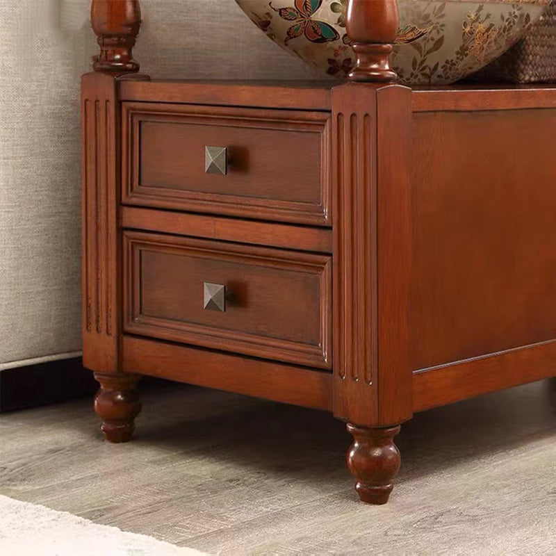 24" Tall Top Side with Two Drawer Table 4 Wooden Legs Single End Table Clearhalo 'Coffee & Accent Tables' 'End & Side Tables' 'end_side_table' 'end_side_tables' 'furn' 'furn_end_side_tables' 'Furniture' 'furniture_end_side_table' 'Living Room Furniture' 5013217