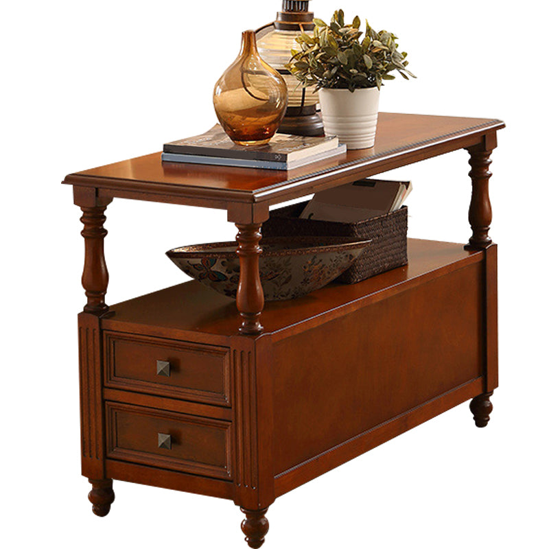 24" Tall Top Side with Two Drawer Table 4 Wooden Legs Single End Table Clearhalo 'Coffee & Accent Tables' 'End & Side Tables' 'end_side_table' 'end_side_tables' 'furn' 'furn_end_side_tables' 'Furniture' 'furniture_end_side_table' 'Living Room Furniture' 5013218