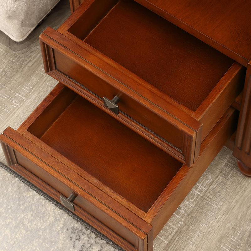 24" Tall Top Side with Two Drawer Table 4 Wooden Legs Single End Table Clearhalo 'Coffee & Accent Tables' 'End & Side Tables' 'end_side_table' 'end_side_tables' 'furn' 'furn_end_side_tables' 'Furniture' 'furniture_end_side_table' 'Living Room Furniture' 5013219