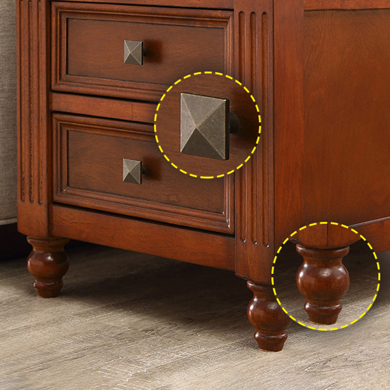 24" Tall Top Side with Two Drawer Table 4 Wooden Legs Single End Table Clearhalo 'Coffee & Accent Tables' 'End & Side Tables' 'end_side_table' 'end_side_tables' 'furn' 'furn_end_side_tables' 'Furniture' 'furniture_end_side_table' 'Living Room Furniture' 5013222