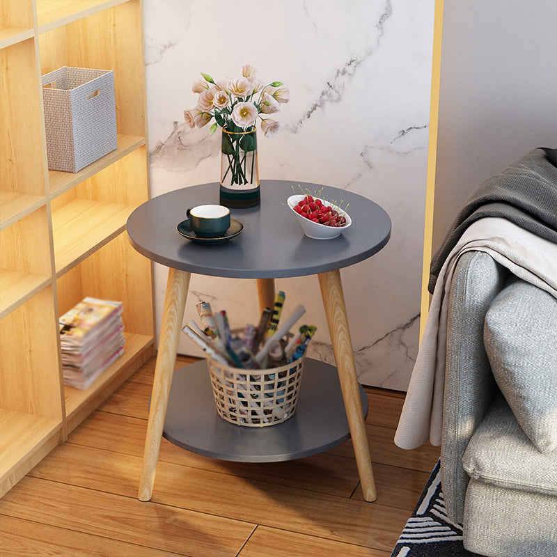 Contemporary Wooden Round Side Table Three Wooden Legs End Table Gray Clearhalo 'Coffee & Accent Tables' 'End & Side Tables' 'end_side_table' 'end_side_tables' 'furn' 'furn_end_side_tables' 'Furniture' 'furniture_end_side_table' 'Living Room Furniture' 5013230