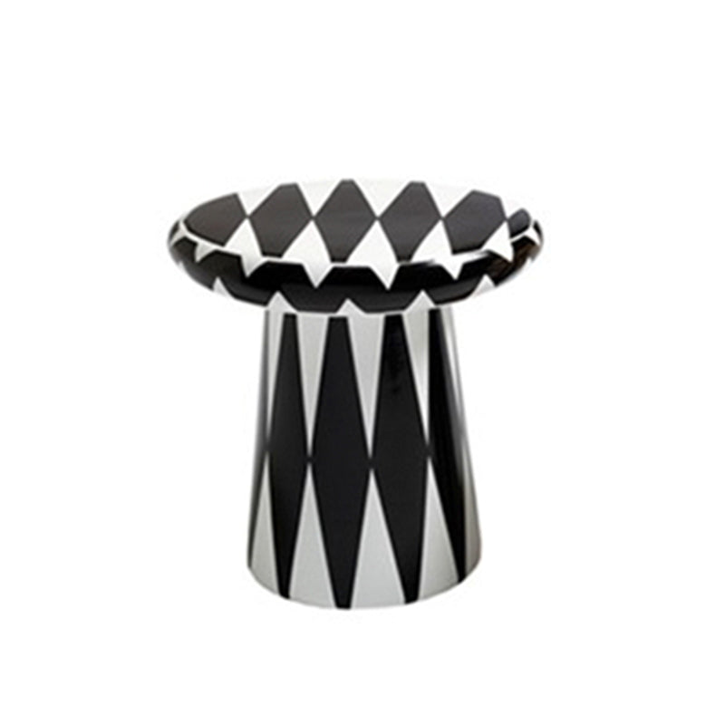 Nordic Style Drum Sofa End Table Accent Sofa End Side Table for Living Room 12"L x 12"W x 12.5"H Black-White Clearhalo 'Coffee & Accent Tables' 'End & Side Tables' 'end_side_table' 'end_side_tables' 'furn' 'furn_end_side_tables' 'Furniture' 'furniture_end_side_table' 'Living Room Furniture' 5013265