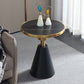 Glam Round Modern Block Side Table Sintered Stone Pedestal End Table 19.7"L x 19.7"W x 23.5"H Gold Matte Black Clearhalo 'Coffee & Accent Tables' 'End & Side Tables' 'end_side_table' 'end_side_tables' 'furn' 'furn_end_side_tables' 'Furniture' 'furniture_end_side_table' 'Living Room Furniture' 5013288