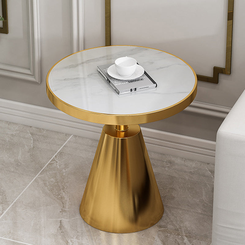 Glam Round Modern Block Side Table Sintered Stone Pedestal End Table Clearhalo 'Coffee & Accent Tables' 'End & Side Tables' 'end_side_table' 'end_side_tables' 'furn' 'furn_end_side_tables' 'Furniture' 'furniture_end_side_table' 'Living Room Furniture' 5013293